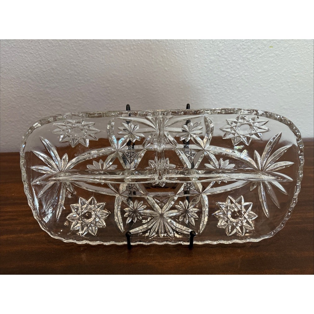 Star of David 12" x 6.5" Rectangle 3 Part Divided Relish Dish Anchor Hocking